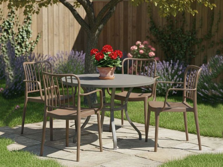 Set di 4 sedie da giardino impilabili tortora - Jember