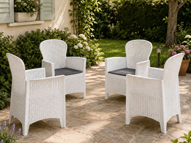 Set di 4 sedie da giardino in plastica bianco - Amilton