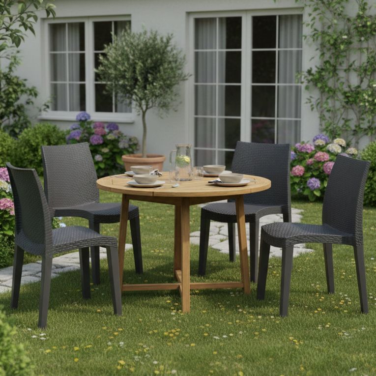 Set di 4 sedie da giardino moderne impilabili antracite - Ares