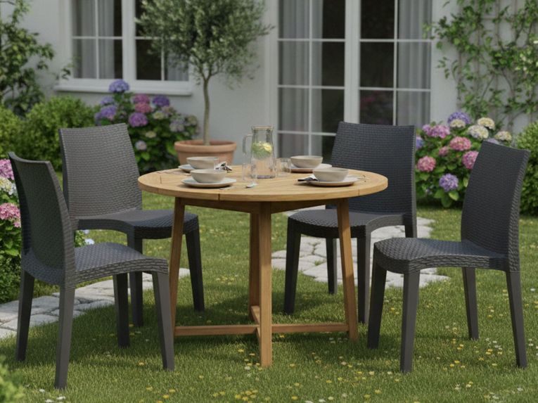 Set di 4 sedie da giardino moderne impilabili antracite - Ares