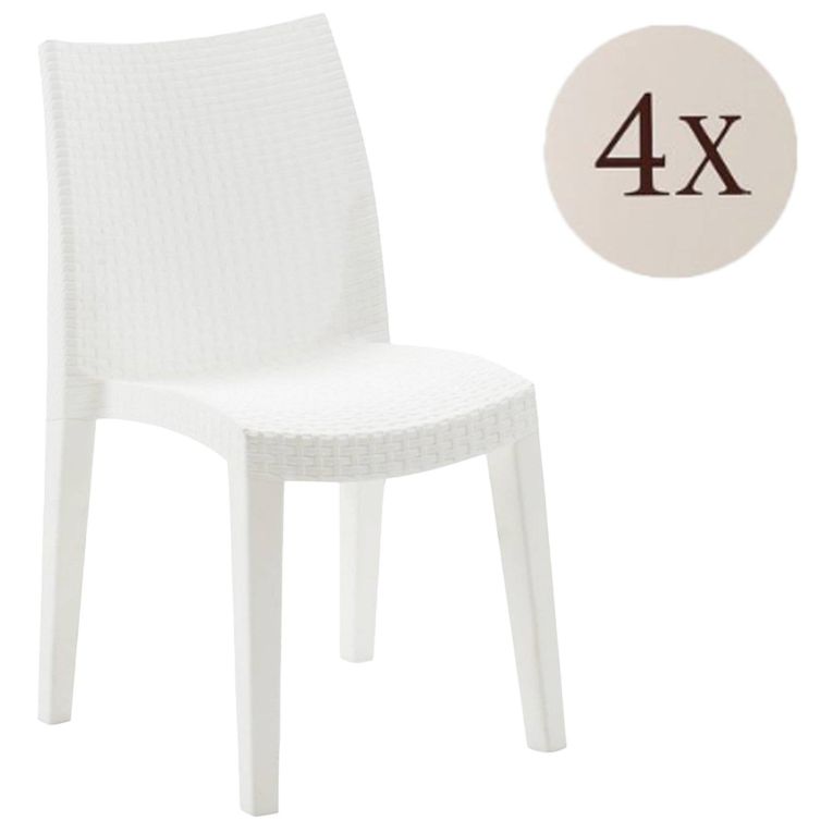 Set di 4 sedie da giardino moderne impilabili bianco - Ares