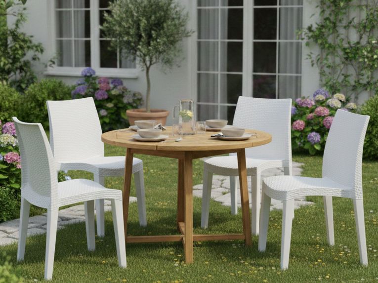 Set di 4 sedie da giardino moderne impilabili bianco - Ares