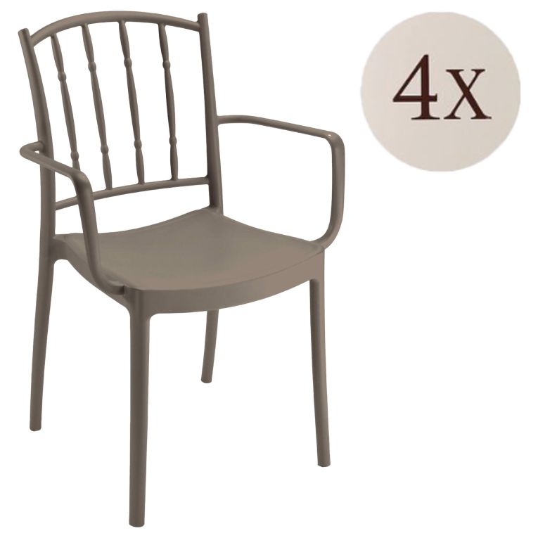 Set di 4 sedie da giardino moderne tortora - Banyumas