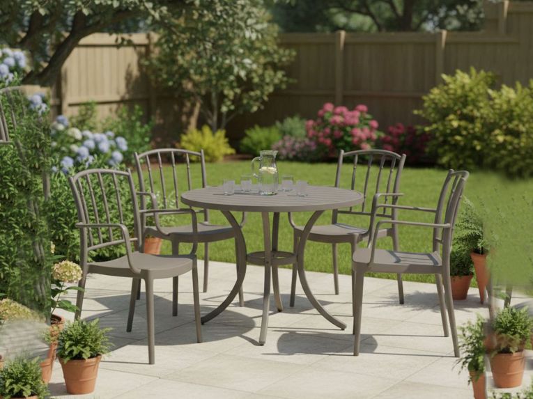 Set di 4 sedie da giardino moderne tortora - Banyumas