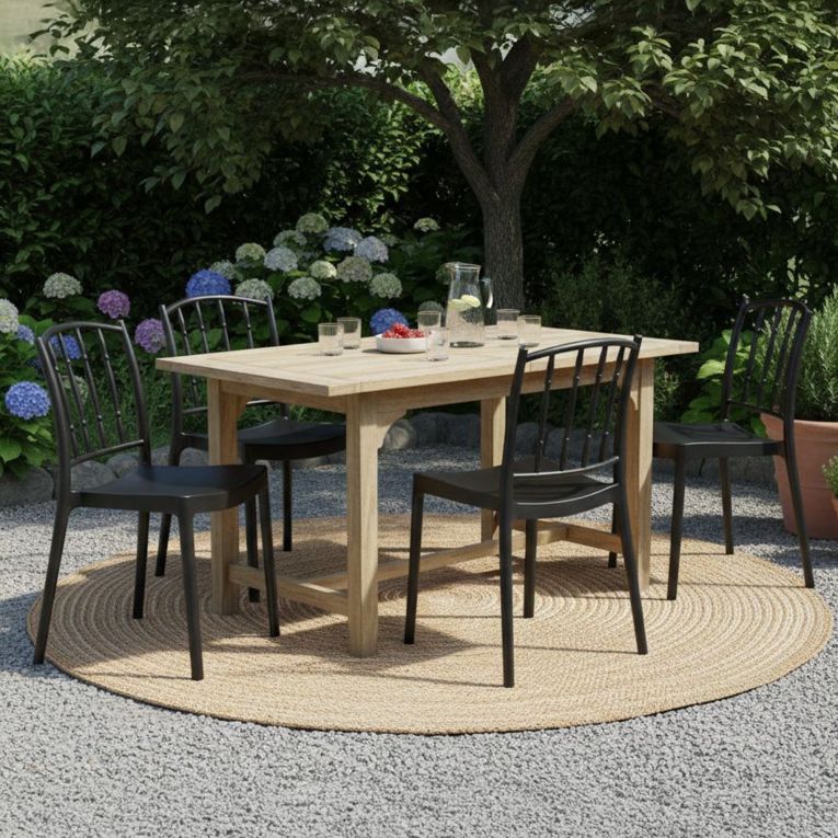 Set di 4 sedie da giardino resistenti antracite - Batam