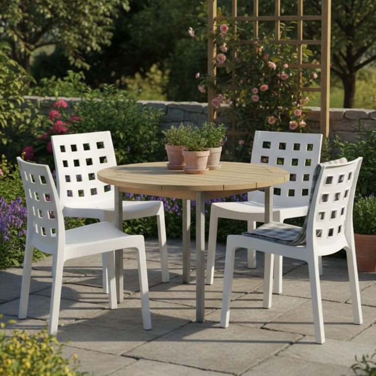 Set di 4 sedie da giardino resistenti bianco - Bandung