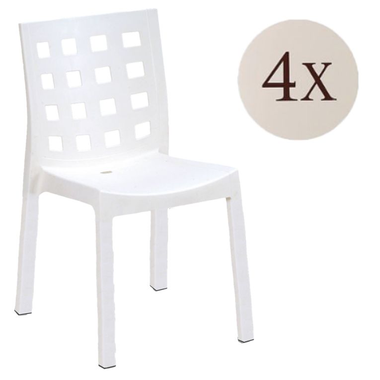 Set di 4 sedie da giardino resistenti bianco - Bandung