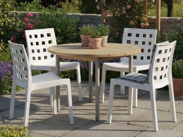 Set di 4 sedie da giardino resistenti bianco - Bandung