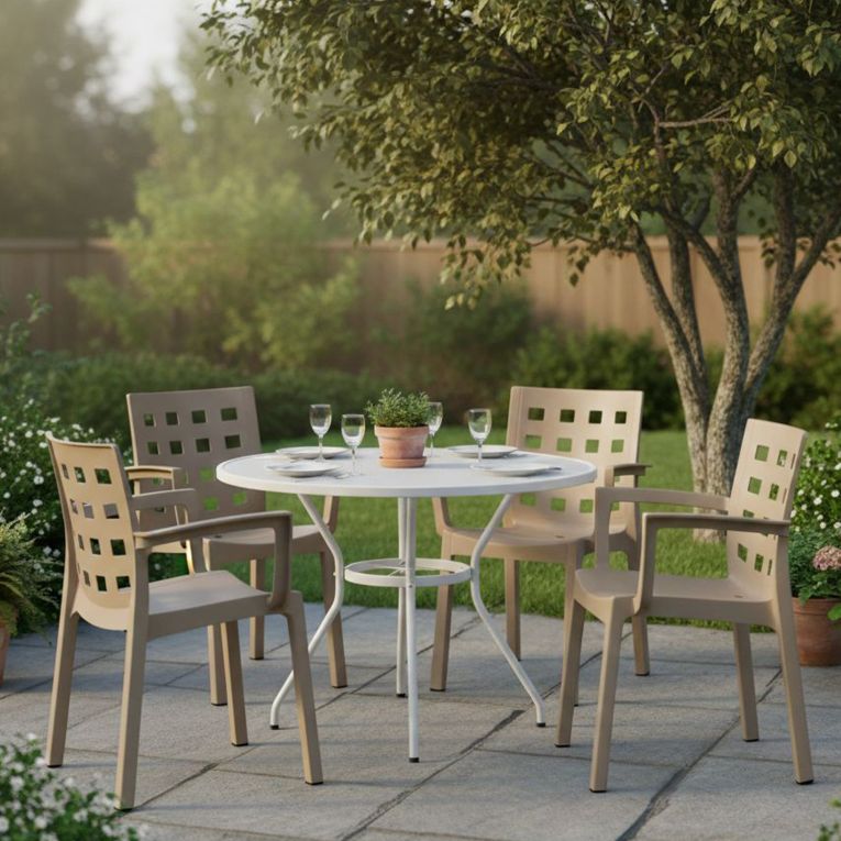 Set di 4 sedie da giardino resistenti tortora - Ambon