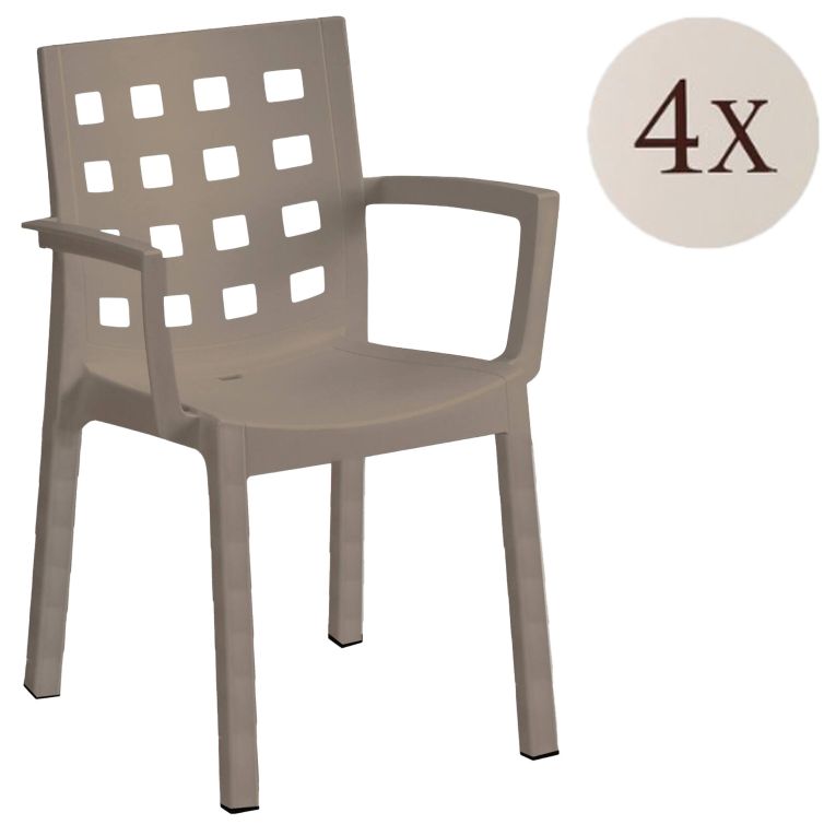 Set di 4 sedie da giardino resistenti tortora - Ambon