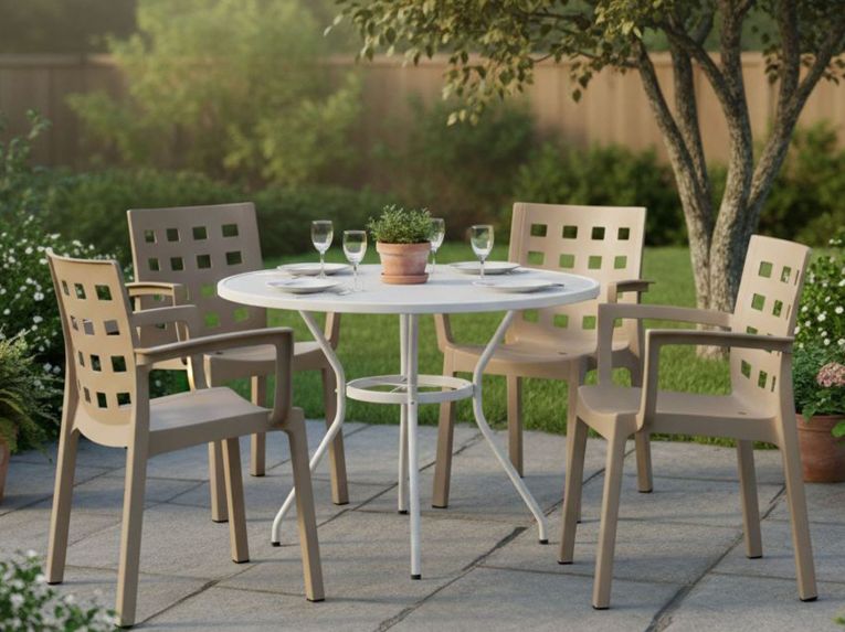 Set di 4 sedie da giardino resistenti tortora - Ambon