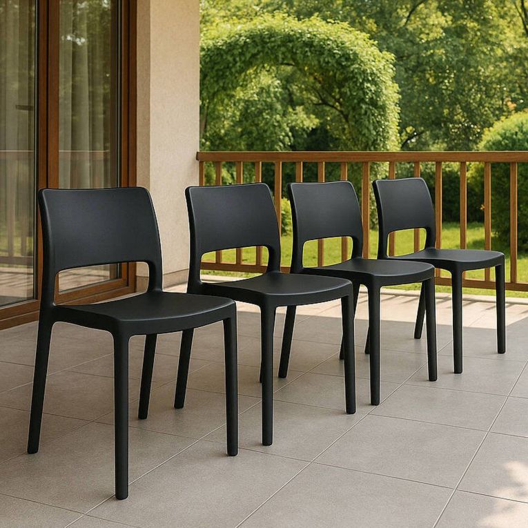 Set di 4 sedie da terrazzo impilabili antracite - Cereseto