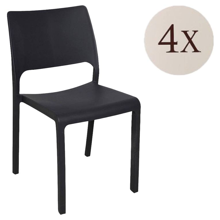 Set di 4 sedie da terrazzo impilabili antracite - Cereseto