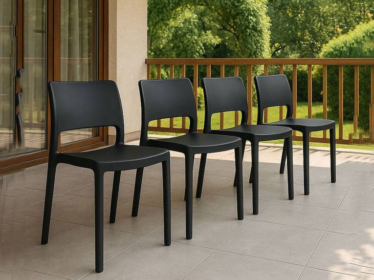 Set di 4 sedie da terrazzo impilabili antracite - Cereseto