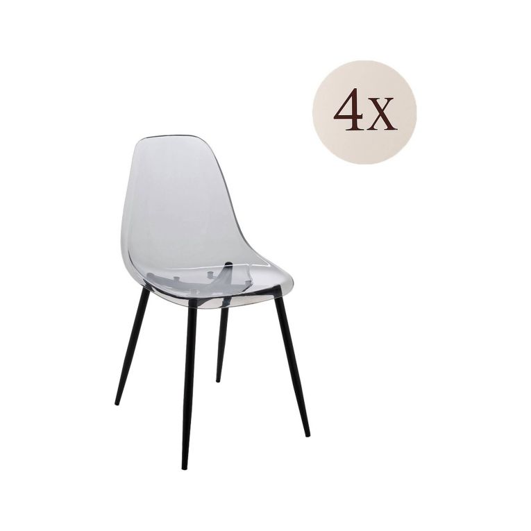 Set di 4 sedie design in plastica fume - Amstrong