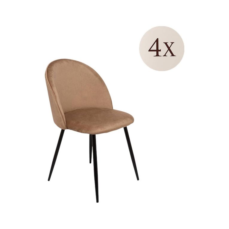 Set di 4 sedie imbottite eleganti in velluto beige - Achito