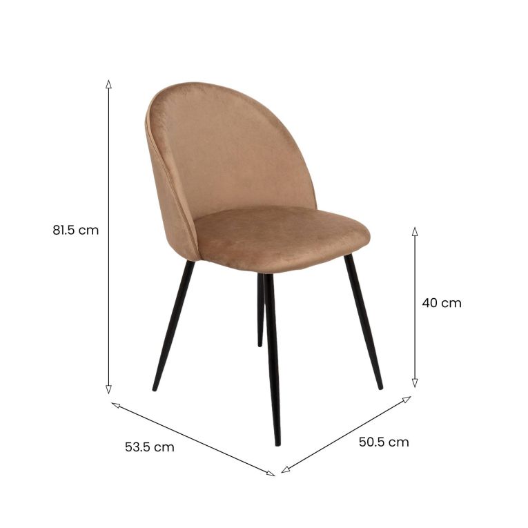 Set di 4 sedie imbottite eleganti in velluto beige - Achito