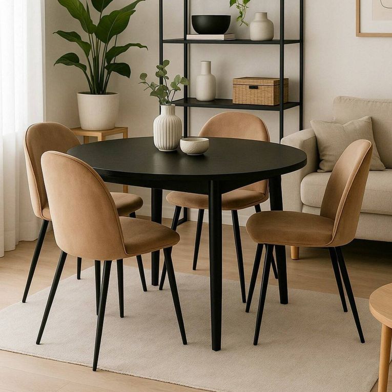Set di 4 sedie imbottite eleganti in velluto beige - Achito
