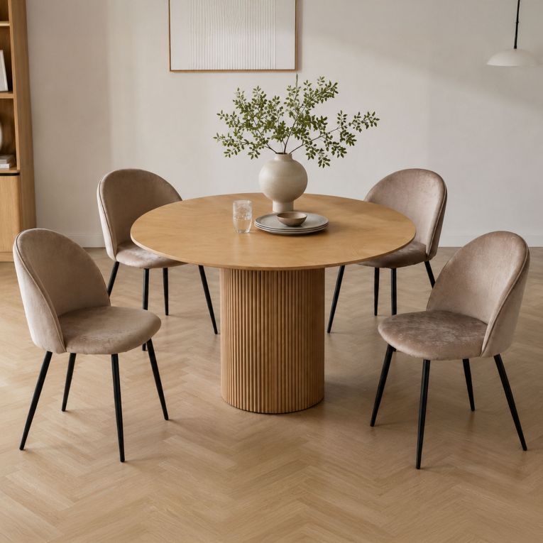 Set di 4 sedie moderne imbottite in velluto tortora - Achito