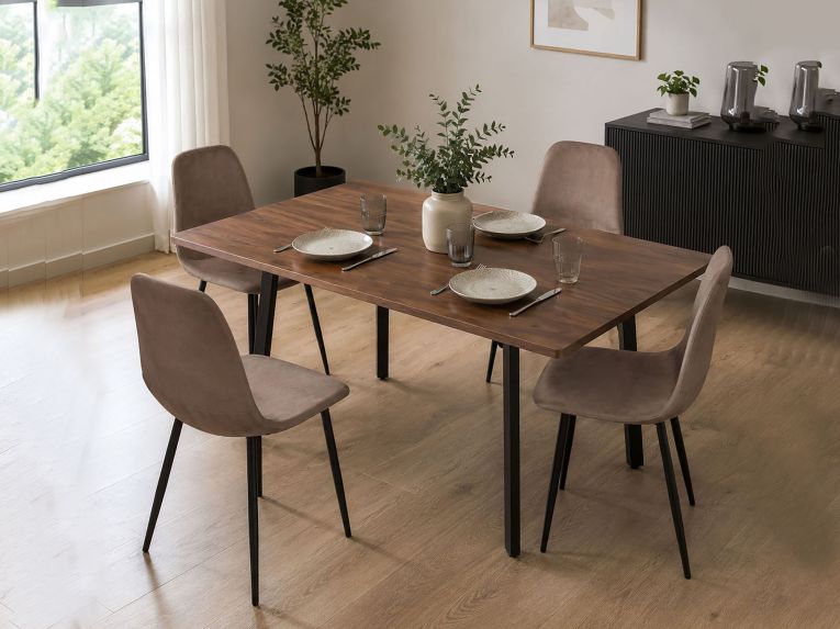 Set di 4 sedie moderne imbottite in velluto tortora - Arter
