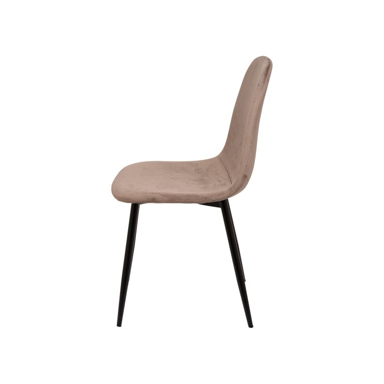 Set di 4 sedie Pismo, Poltrona rivestita in velluto, Sedia da pranzo imbottita, Seduta per riunioni, 45x56h87 cm, Tortora