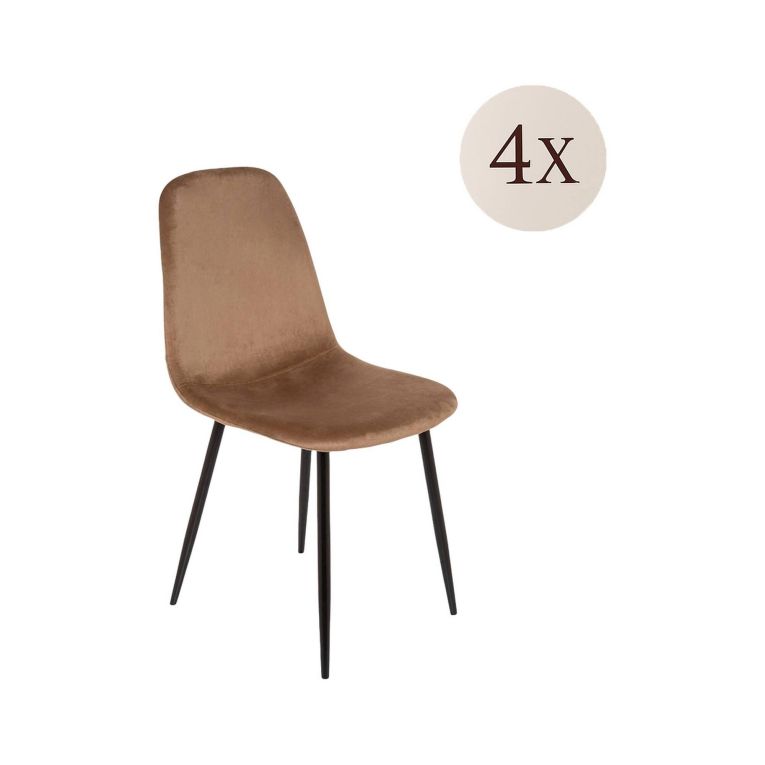 Set di 4 sedie pranzo imbottite in velluto beige - Arter