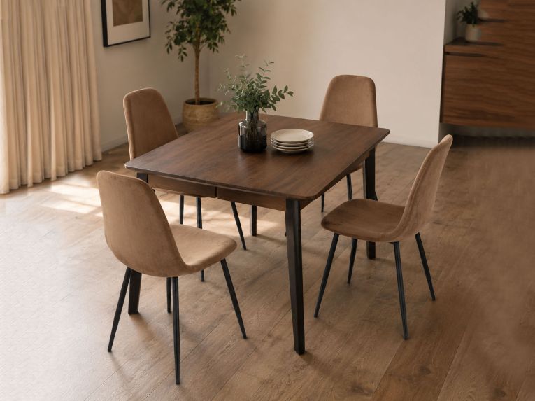 Set di 4 sedie pranzo imbottite in velluto beige - Arter