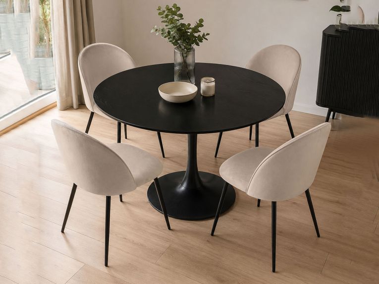 Set di 4 sedie soggiorno imbottite in velluto grigio chiaro - Achito