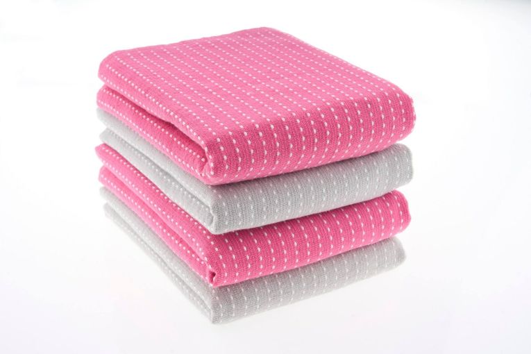 Set di 4 strofinacci Cookeville, 40x66 cm, Rosa e Grigio