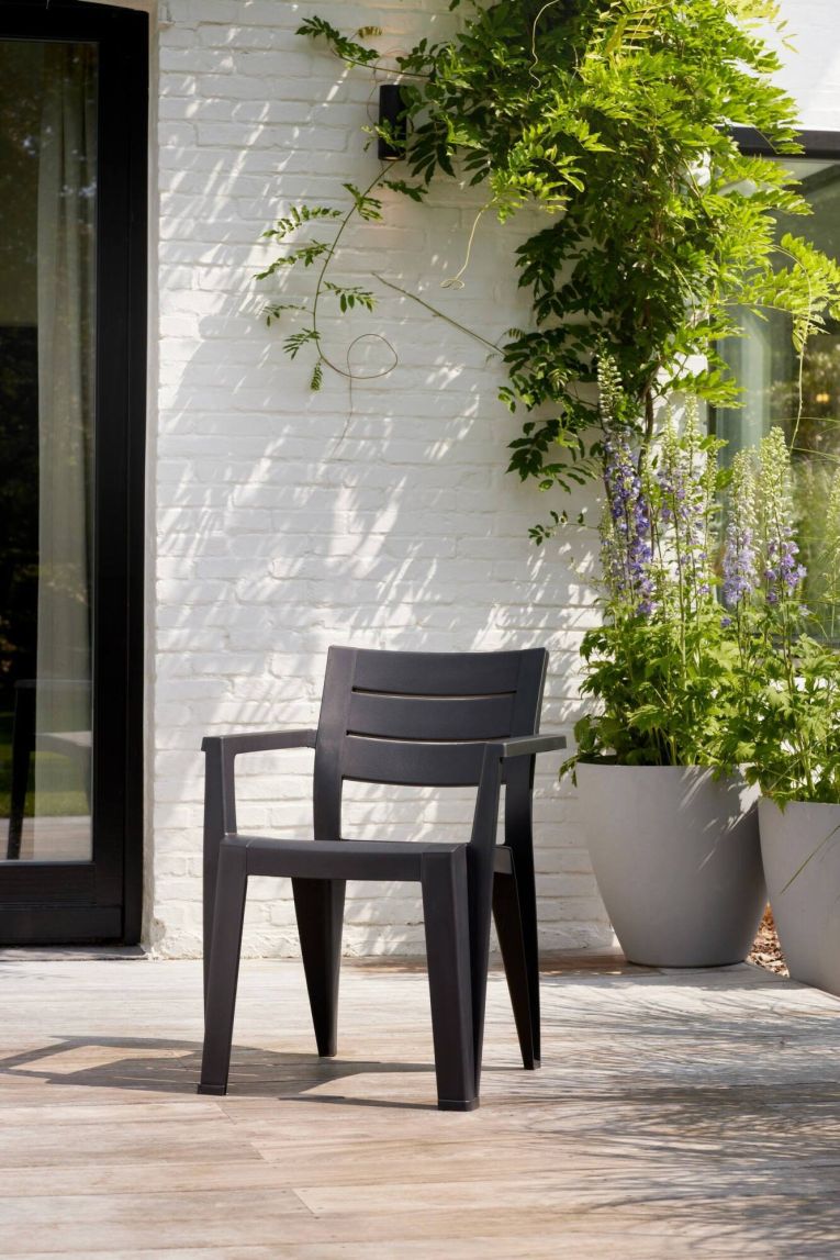 Set di 6 sedie da esterno Tregnago, Seggiola da giardino, Seduta outdoor multiuso, Panchina da giardino, 62x59 h79 cm, Antracite