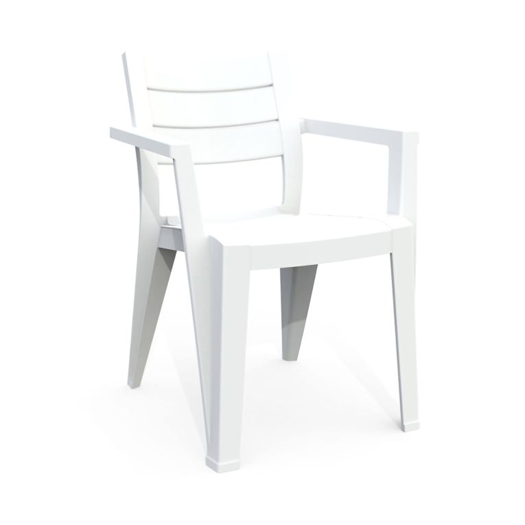 Set di 6 sedie da esterno Tregnago, Seggiola da giardino, Seduta outdoor multiuso, Panchina da giardino, 62x59 h79 cm, Bianco