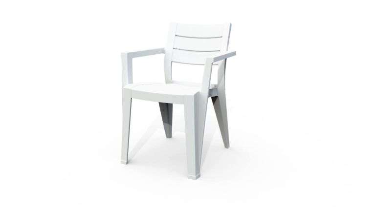 Set di 6 sedie da esterno Tregnago, Seggiola da giardino, Seduta outdoor multiuso, Panchina da giardino, 62x59 h79 cm, Bianco