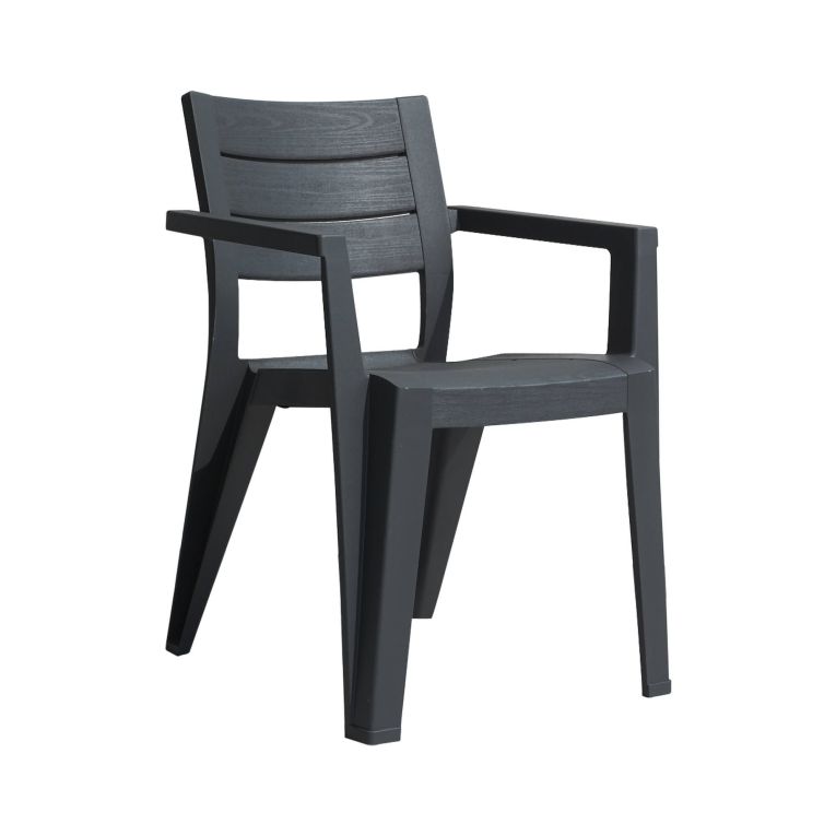 Set di 6 sedie da giardino impilabili antracite - Courtenay