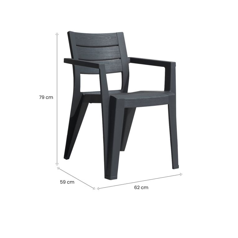 Set di 6 sedie da giardino impilabili antracite - Courtenay