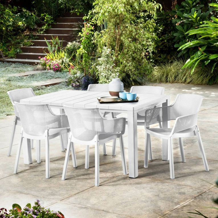 Set di 6 sedie da giardino impilabili bianco - Boisbriand