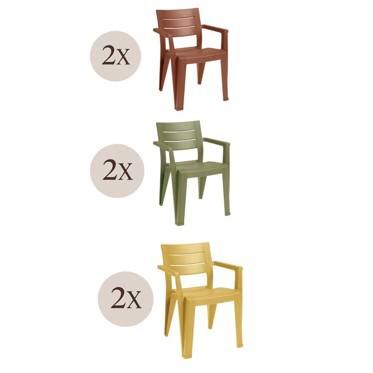 Set di 6 sedie da giardino impilabili multicolore - Courtenay