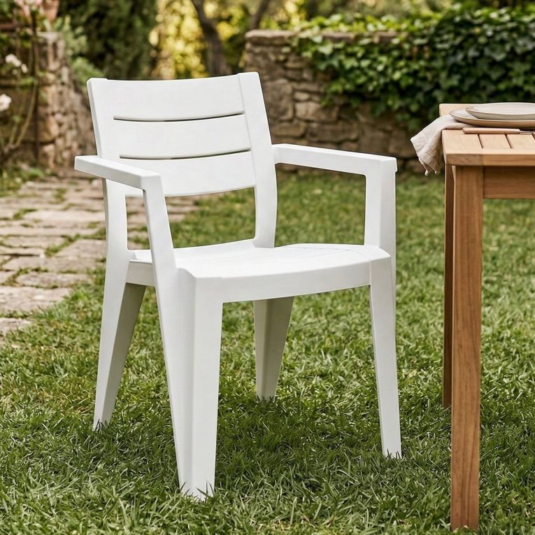 Set di 6 sedie da terrazzo impilabili bianco - Courtenay