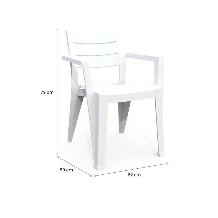 Set di 6 sedie da terrazzo impilabili bianco - Courtenay