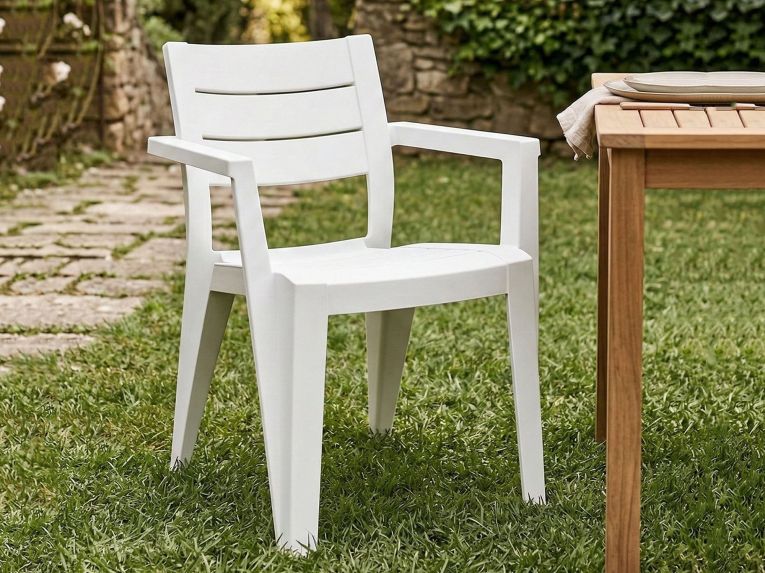 Set di 6 sedie da terrazzo impilabili bianco - Courtenay