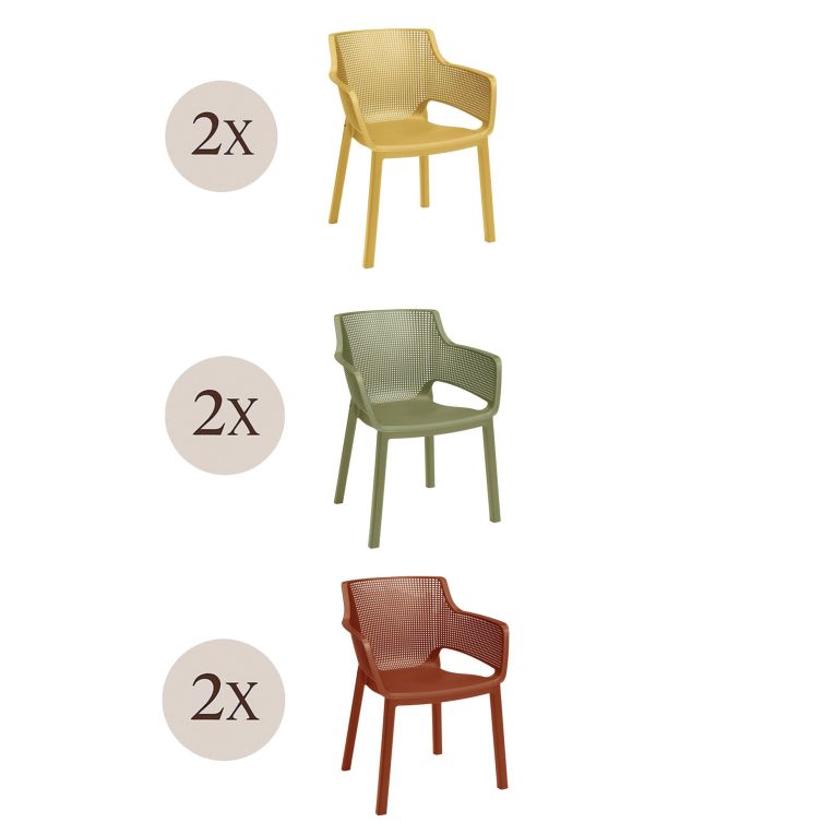 Set di 6 sedie da terrazzo impilabili multicolore - Boisbriand