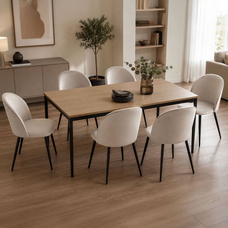 Set di 6 sedie eleganti imbottite in velluto grigio chiaro - Achito