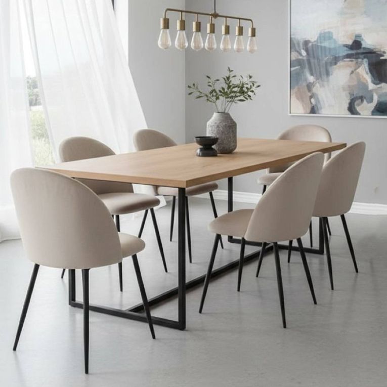 Set di 6 sedie eleganti imbottite in velluto grigio chiaro - Achito
