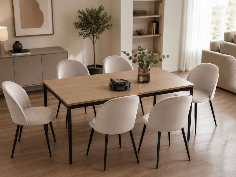 Set di 6 sedie eleganti imbottite in velluto grigio chiaro - Achito