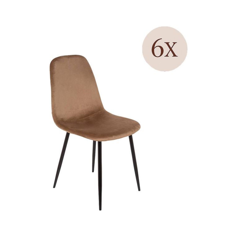 Set di 6 sedie Pismo, Poltrona rivestita in velluto, Sedia da pranzo imbottita, Seduta per riunioni, 45x56h87 cm, Beige
