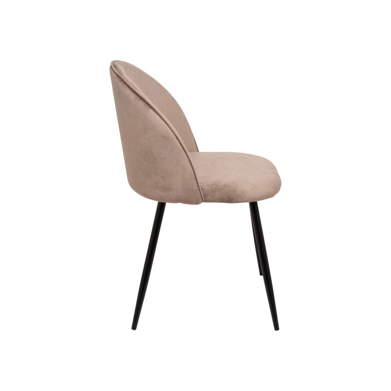 Set di 6 sedie Stinson, Poltrona rivestita in velluto, Sedia da pranzo imbottita, Seduta per riunioni, 51x54h82 cm, Tortora