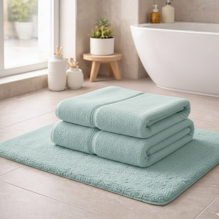 Set di Asciugamani Azzurro Tiffany 100% Puro Cotone set da 2 - Sanenere Luxury