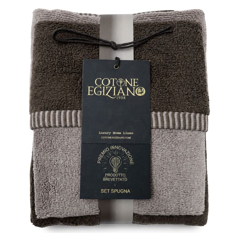 Set di Asciugamani Beige Crema Marrone 100% Cotone Egiziano a Fibra Lunga Pettinato set da 2 Reversibile - Sazaga Luxury
