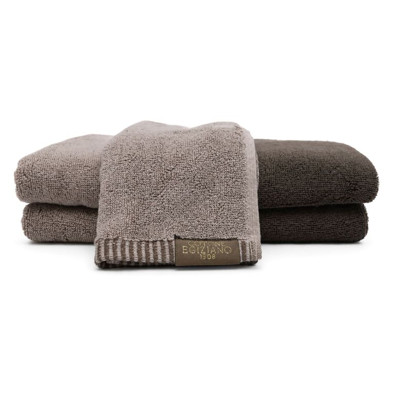 Set di Asciugamani Beige Crema Marrone 100% Cotone Egiziano a Fibra Lunga Pettinato set da 2 Reversibile - Sazaga Luxury