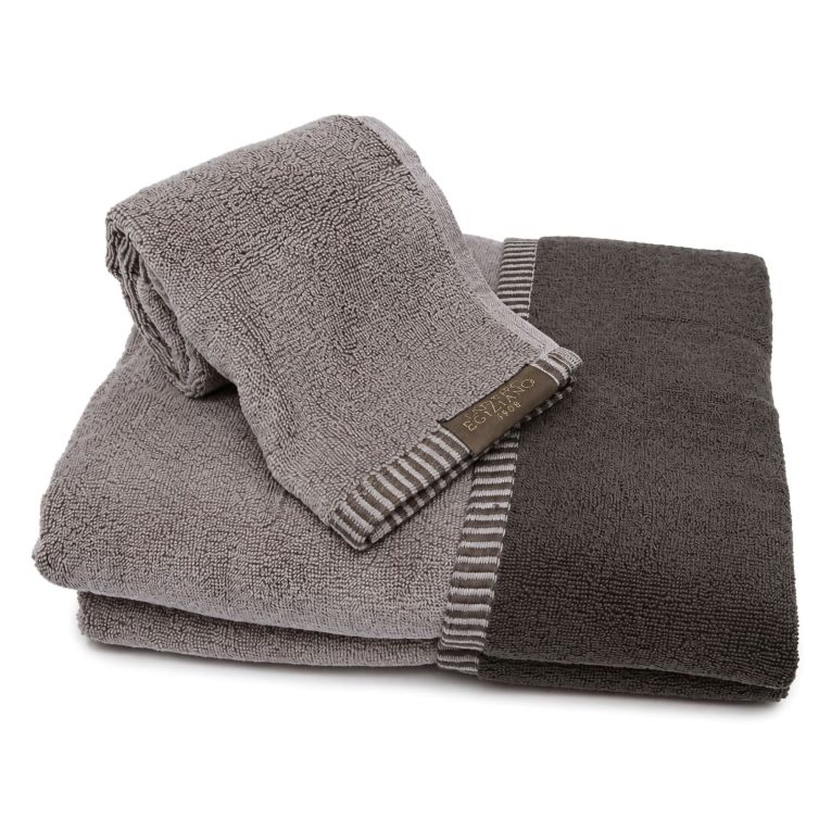 Set di Asciugamani Beige Crema Marrone 100% Cotone Egiziano a Fibra Lunga Pettinato set da 2 Reversibile - Sazaga Luxury