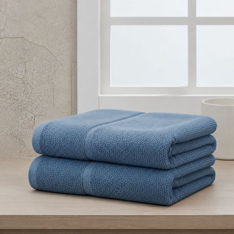 Set di Asciugamani blu Fiordaliso 100% Puro Cotone set da 2 - Sanonefa Luxury